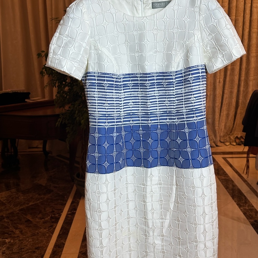 Roland USA Colorblock Textured Dress | Made in USA - Picture 2 of 12